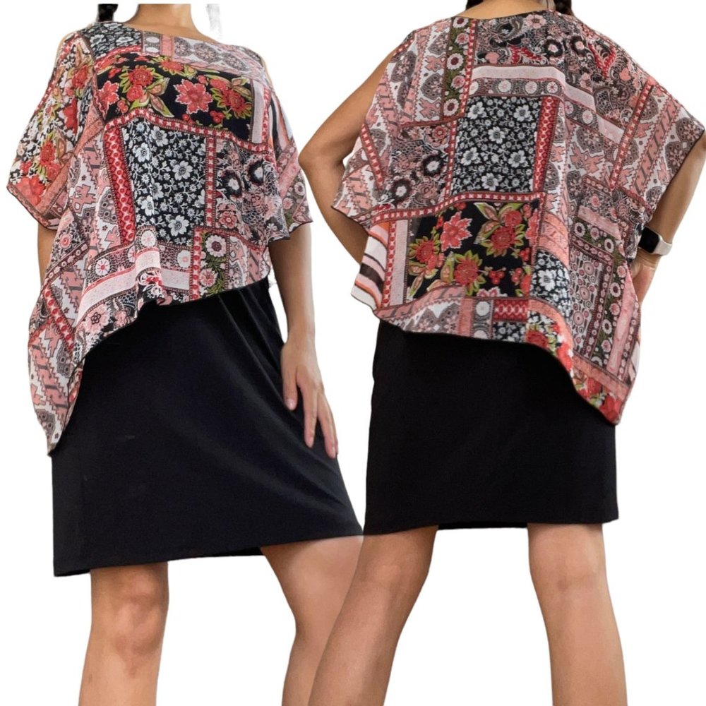 Enfocus Studio Womens Popover Dress Size 10 Black Pink